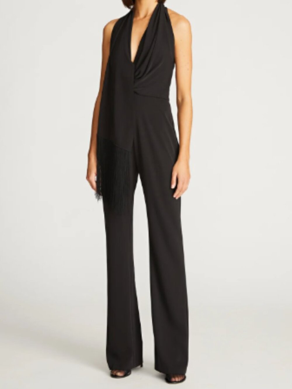 NWT Halston Black Halter Wide-Leg Jumpsuit - US 10